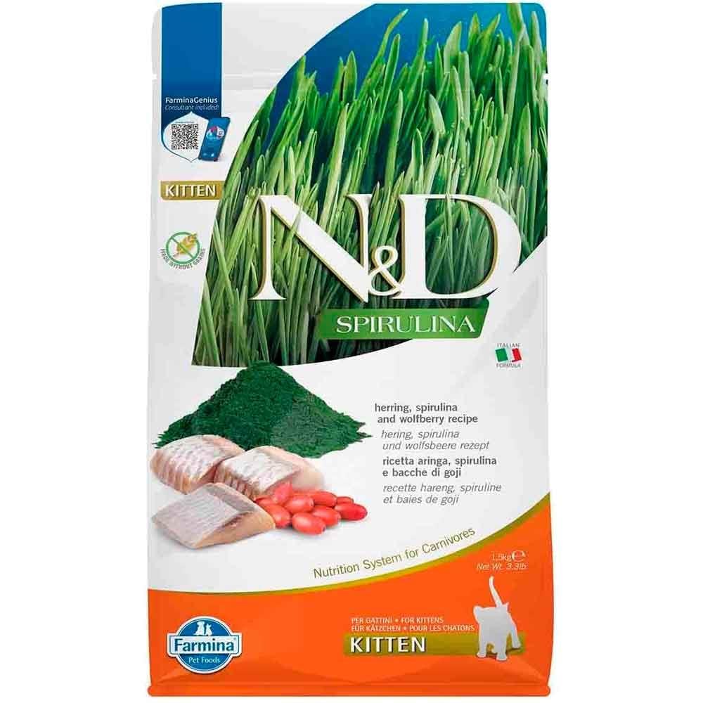 ND Spirulina Ringa Balıklı Ve Kurt Üzümlü Tahılsız Yavru Kedi Maması 1.5 Kg  8010276041128 Amazon Pet Center