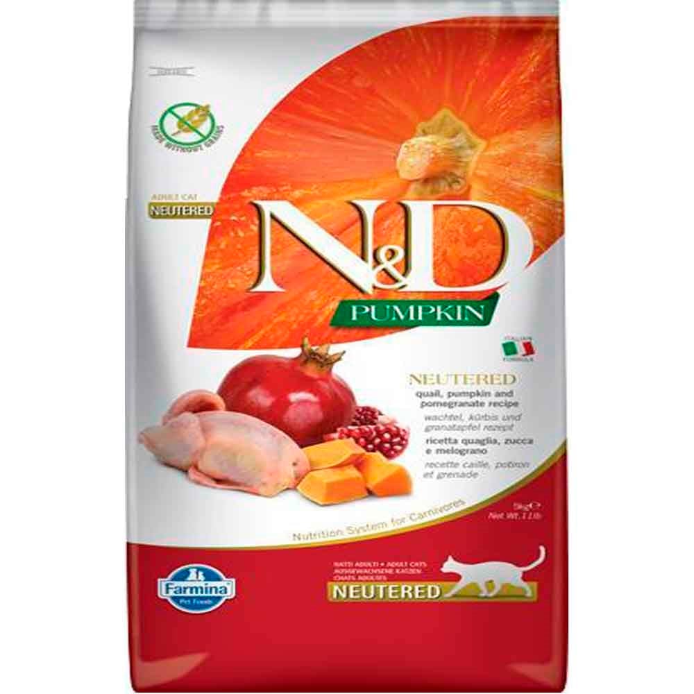 ND Tahılsız Balkabak Bıldırcın Nar Kısır Kedi Maması 5 Kg 8010276036803 N&D Tahılsız Kedi Mamaları Amazon Pet Center