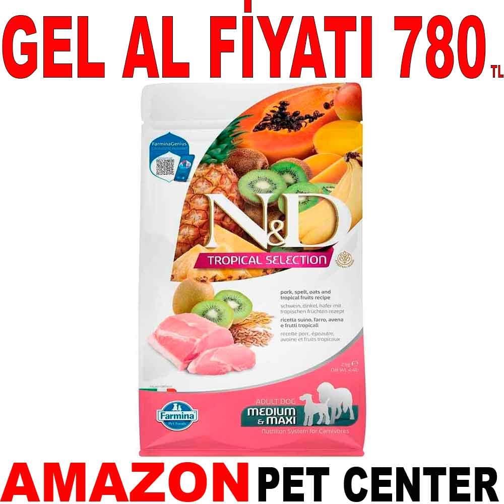ND Tropical Meyveli Orta ve Büyük Irk Köpek Maması Domuz Etli 2 Kg 19251004 Amazon Pet Center