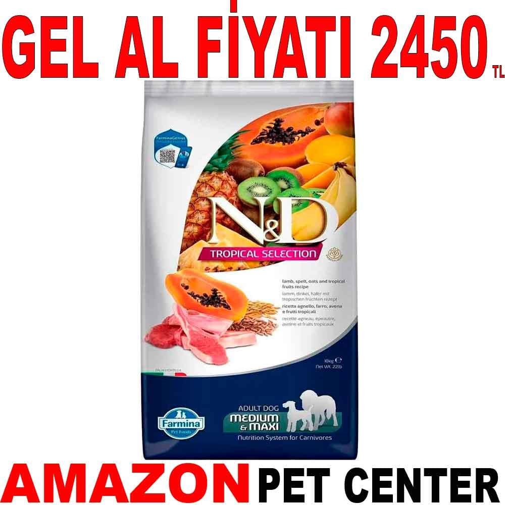 ND Tropical Meyveli Orta ve Büyük Irk Köpek Maması Kuzu Etli 10 Kg 19255002 Amazon Pet Center