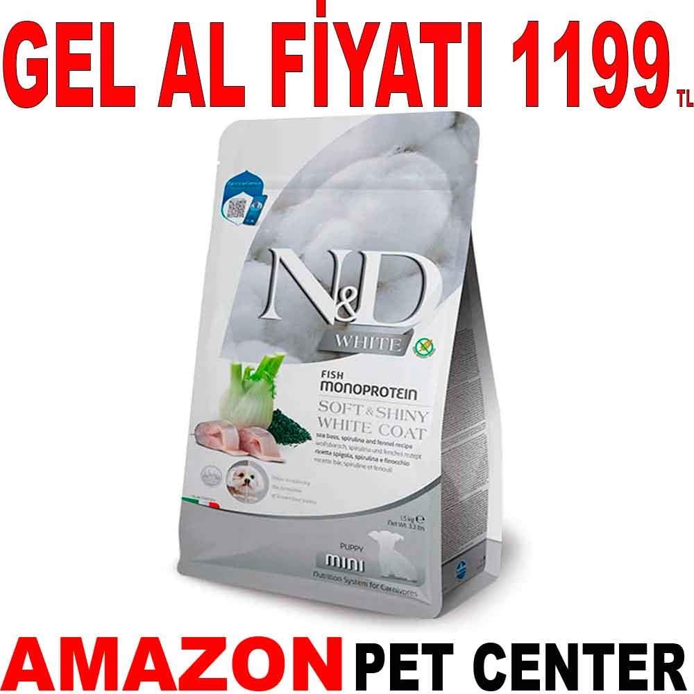 ND White Balıklı Spirulinalı Mini Yavru Köpek Maması 1,5 Kg 21768002 Amazon Pet Center