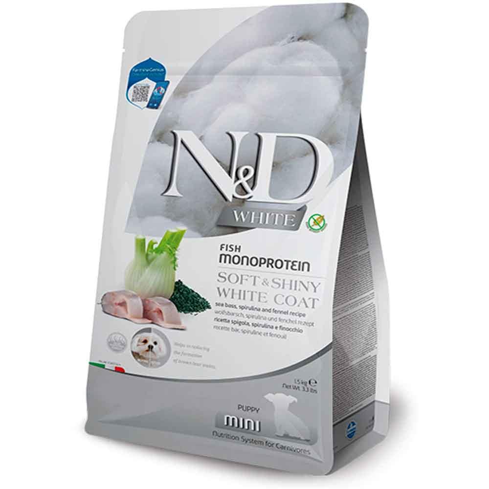 ND White Yavru Köpek Maması Balıklı Spirulinalı Mini 1,5 Kg 8010276044921 Amazon Pet Center