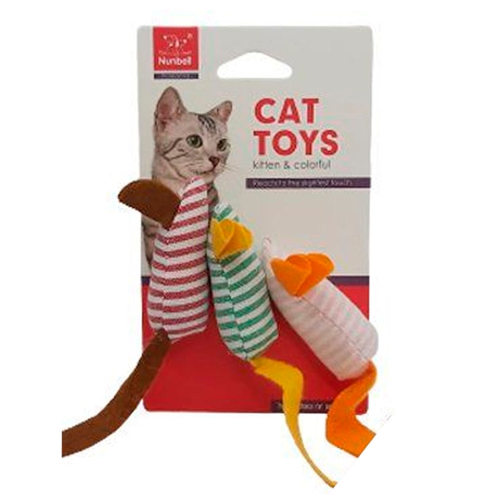 Nunbell 3'lü Kumaş Fare Kedi Oyuncağı 15 cm 6927052060803 Amazon Pet Center