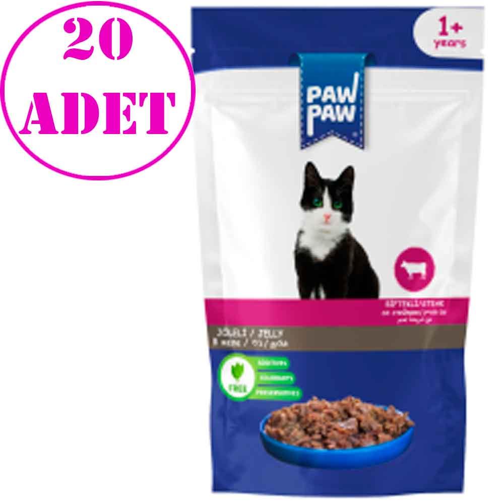 Paw Paw Kedi Yaş Mama Biftekli 85 Gr 20 AD 21822001 Amazon Pet Center