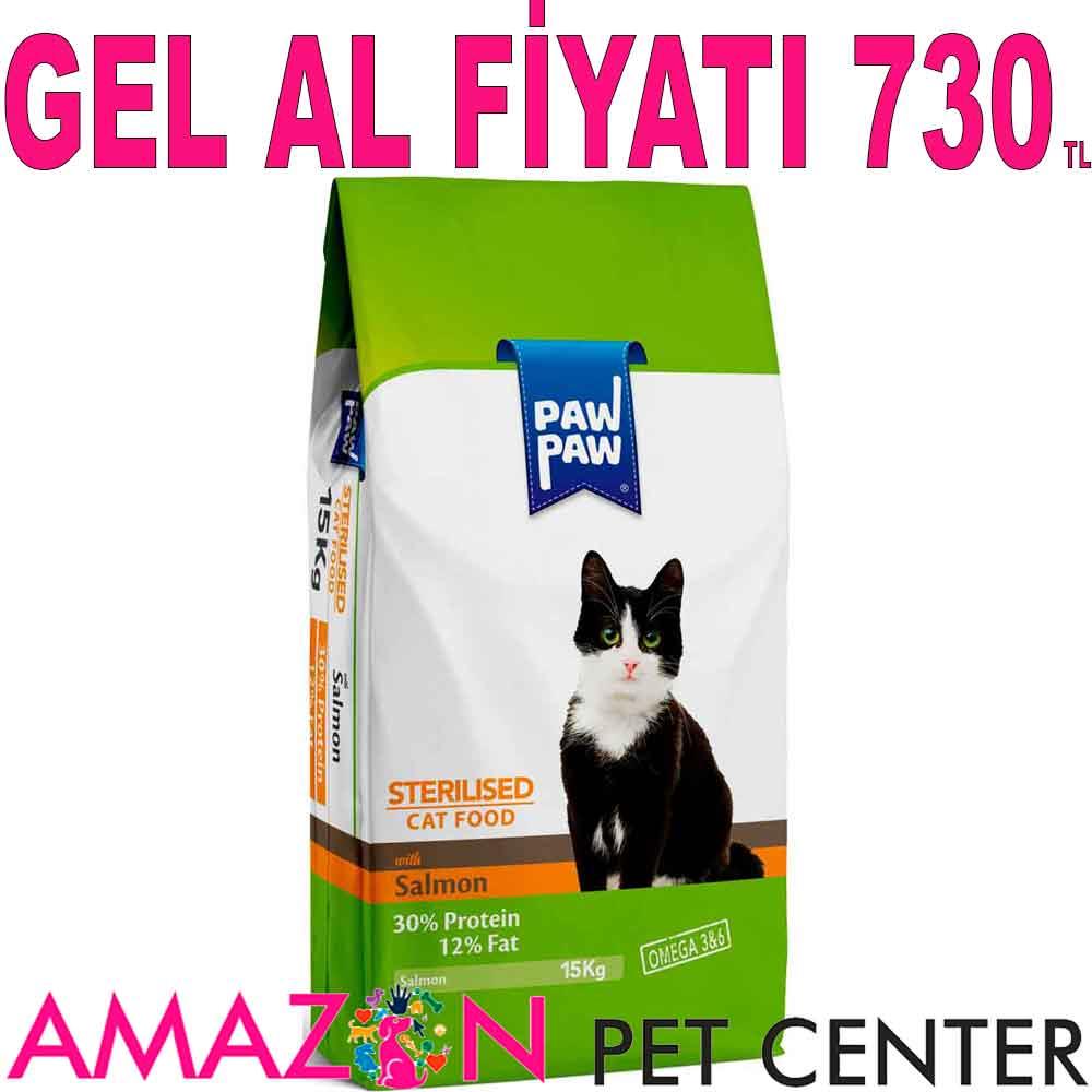 Paw Paw Somonlu Kısırlaştırılmış Kedi Maması 15 Kg 21781001 Amazon Pet Center