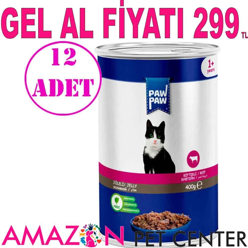 Pawpaw Kedi Konserve Maması Sığır Etli 400 Gr 12 AD 21787003 Amazon Pet Center