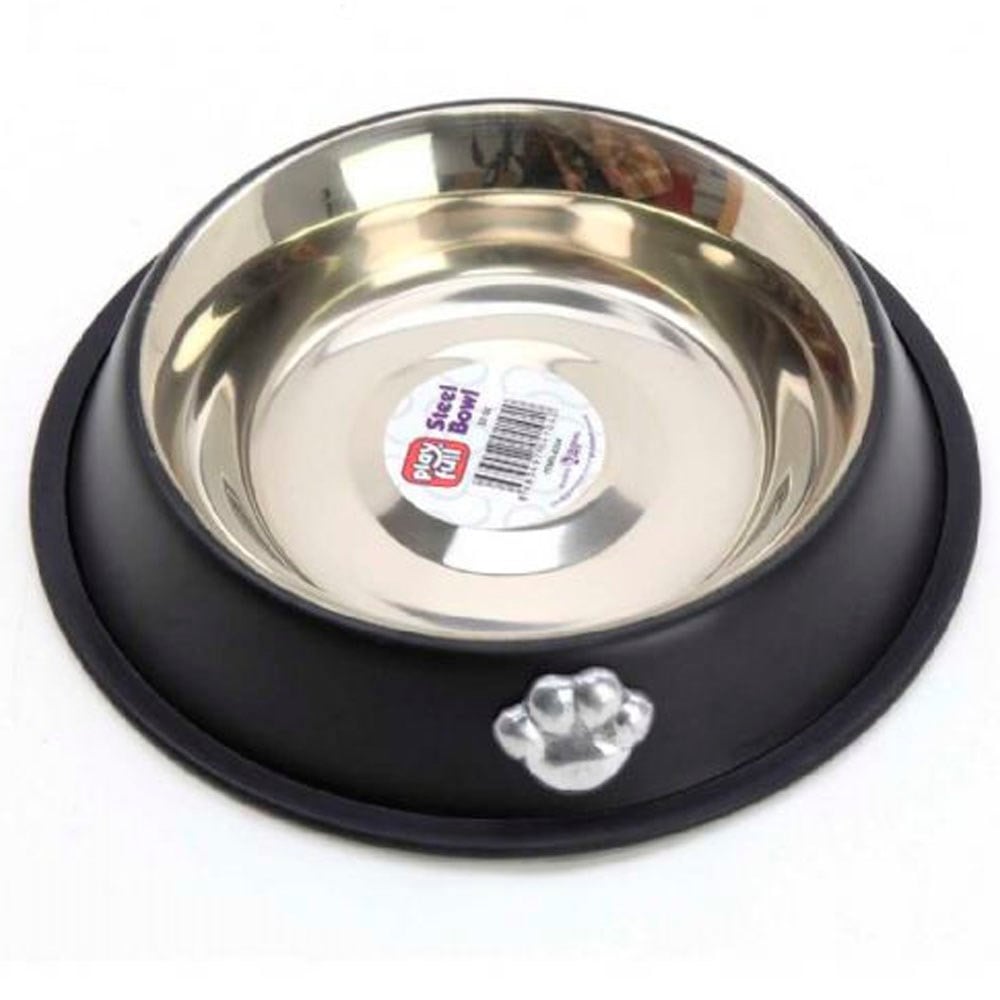 Playfull Pati Desenli Siyah Çelik Mama ve Su Kabı 32 Oz PFMK-4104 8683497041040 Amazon Pet Center