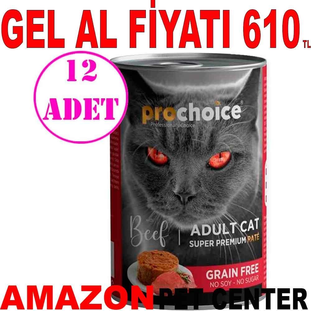 Pro Choice Sığır Etli Tahılsız Pate Yetişkin Kedi Konservesi 400 Gr 12 AD 18913002 Amazon Pet Center
