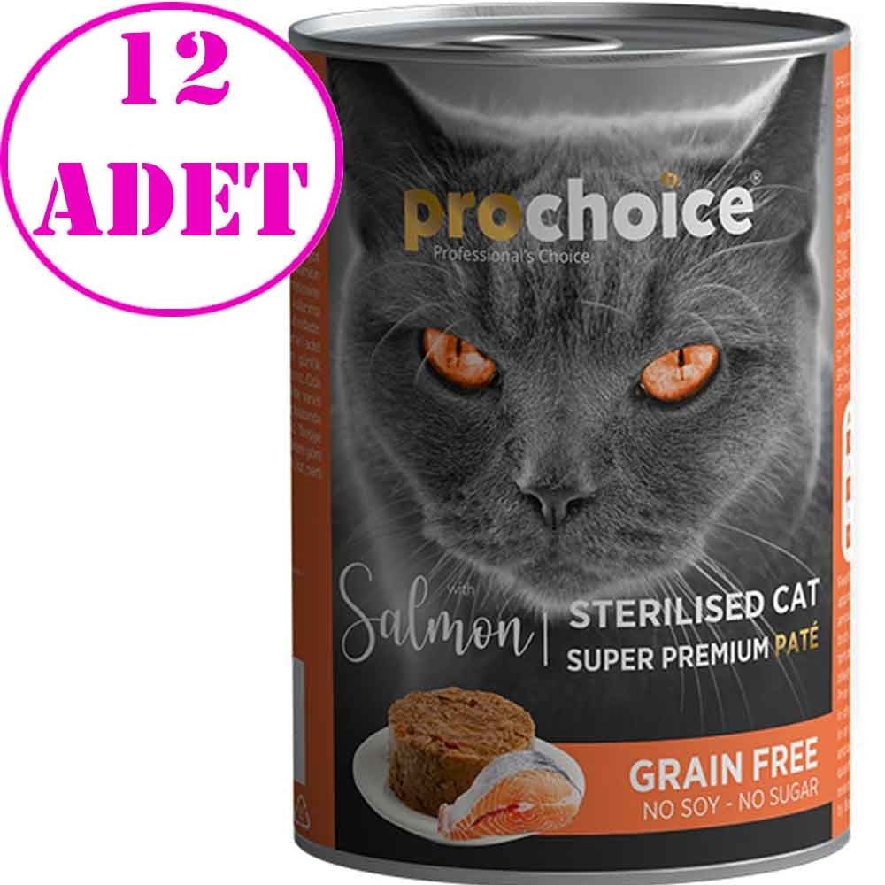 Pro Choice Sterilised Somonlu Kedi Konservesi Pate 400 Gr 12 AD 32126013 Pro Choice Yetişkin Kedi Konserve Mamaları Amazon Pet Center