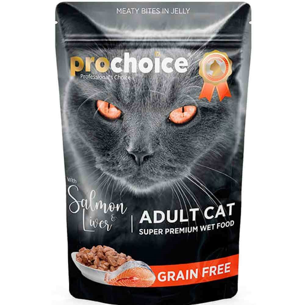 ProChoice Pouch Jöleli Somonlu ve Ciğerli Tahılsız Kedi Konservesi 85 Gr 8681465603061 Pro Choice Yetişkin Kedi Konserve Mamaları Amazon Pet Center