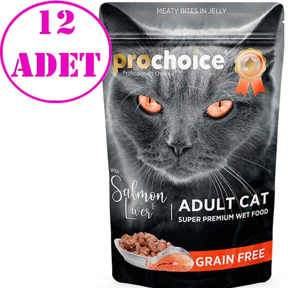 ProChoice Pouch Jöleli Somonlu ve Ciğerli Tahılsız Kedi Konservesi 85 Gr 12 AD 32129830 Pro Choice Yetişkin Kedi Konserve Mamaları Amazon Pet Center