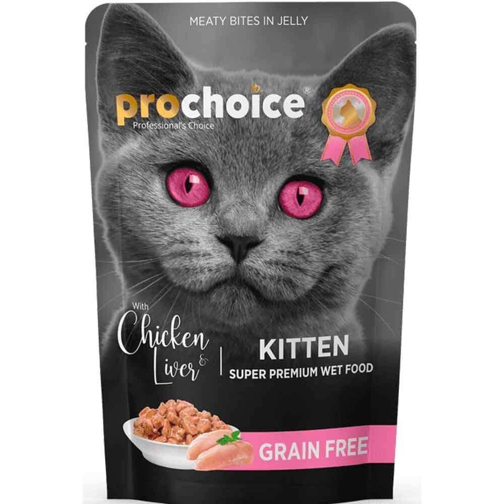 ProChoice Pouch Jöleli Tavuklu ve Ciğerli Tahılsız Yavru Kedi Konservesi 85 Gr 8681465603085 Pro Choice Yetişkin Kedi Konserve Mamaları Amazon Pet Center