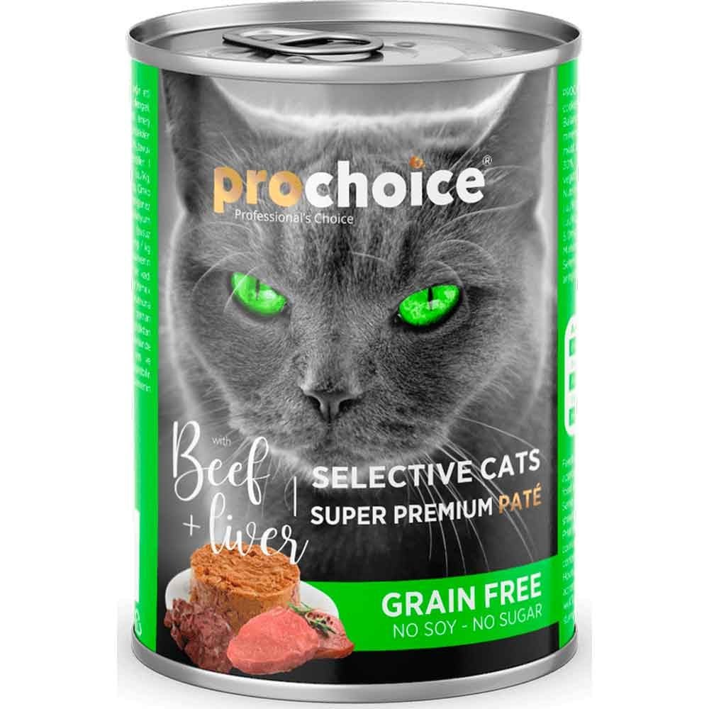 ProChoice Seçici Kediler için Sığır Etli ve Ciğerli Tahılsız Ezme Kedi Konservesi 400 GR 8681465603757 Pro Choice Yetişkin Kedi Konserve Mamaları Amazon Pet Center