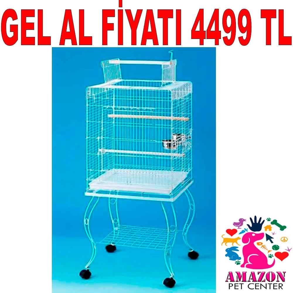 QH Sehpalı Papağan Kafesi Beyaz 51x51x129 Cm 901 AB 19920009 Amazon Pet Center
