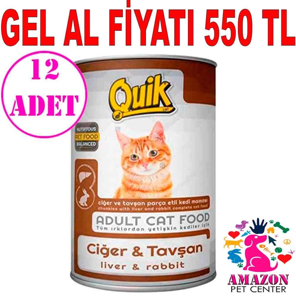 Quik Ciğerli Tavşanlı Kedi Konservesi 415 gr 12 AD 18844009 Amazon Pet Center