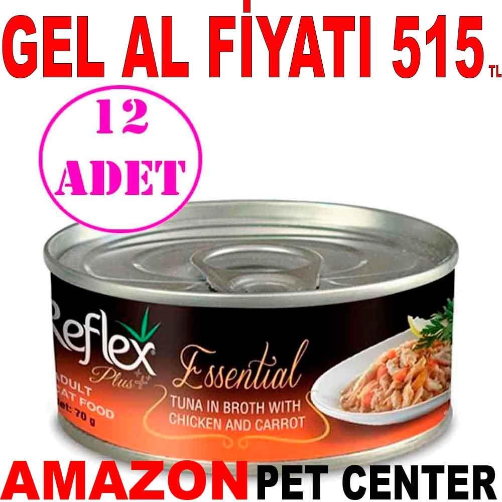 Reflex Plus Essential Ton Balıklı, Tavuklu Ve Havuçlu Yetişkin Kedi Konservesi 70 Gr 12 AD 18728002 Amazon Pet Center
