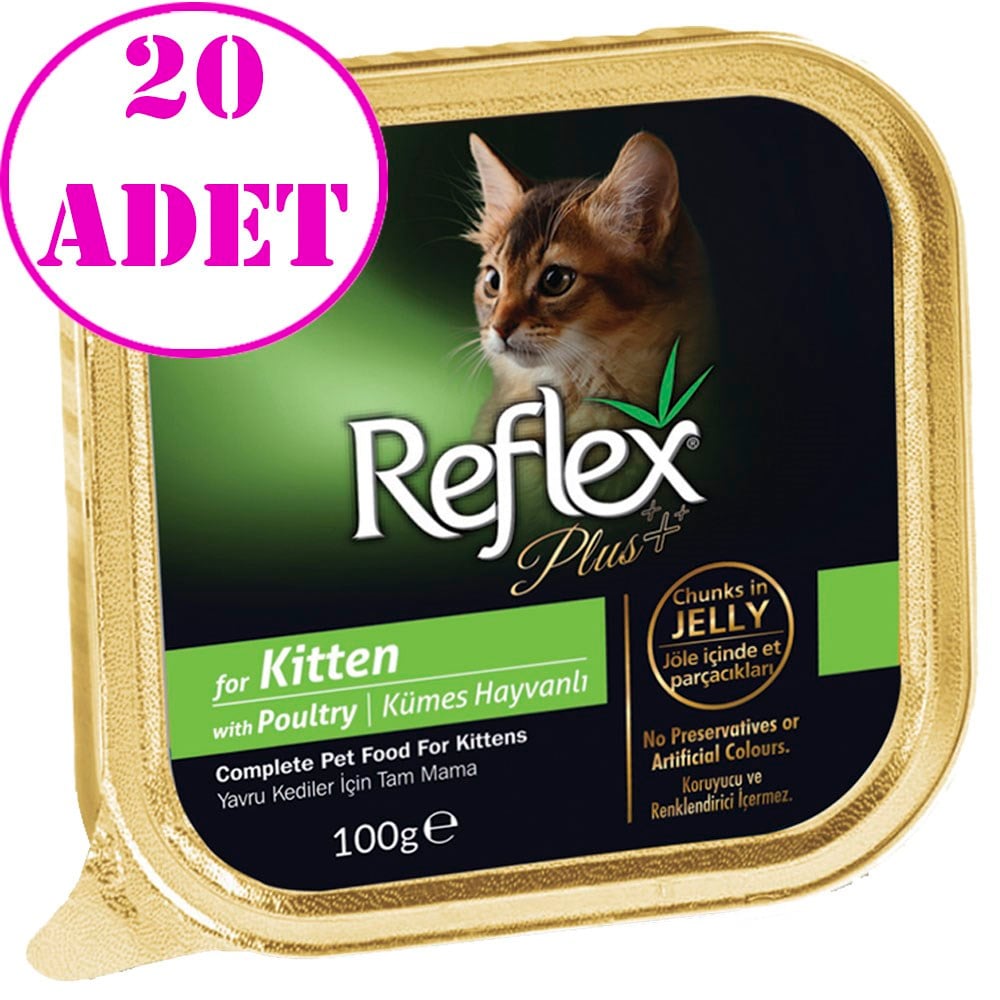 Reflex Plus Jöle İçinde Kümes Hayvanlı Parça Etli Yavru Kedi Konservesi 100gr 20 AD 32128178 Amazon Pet Center