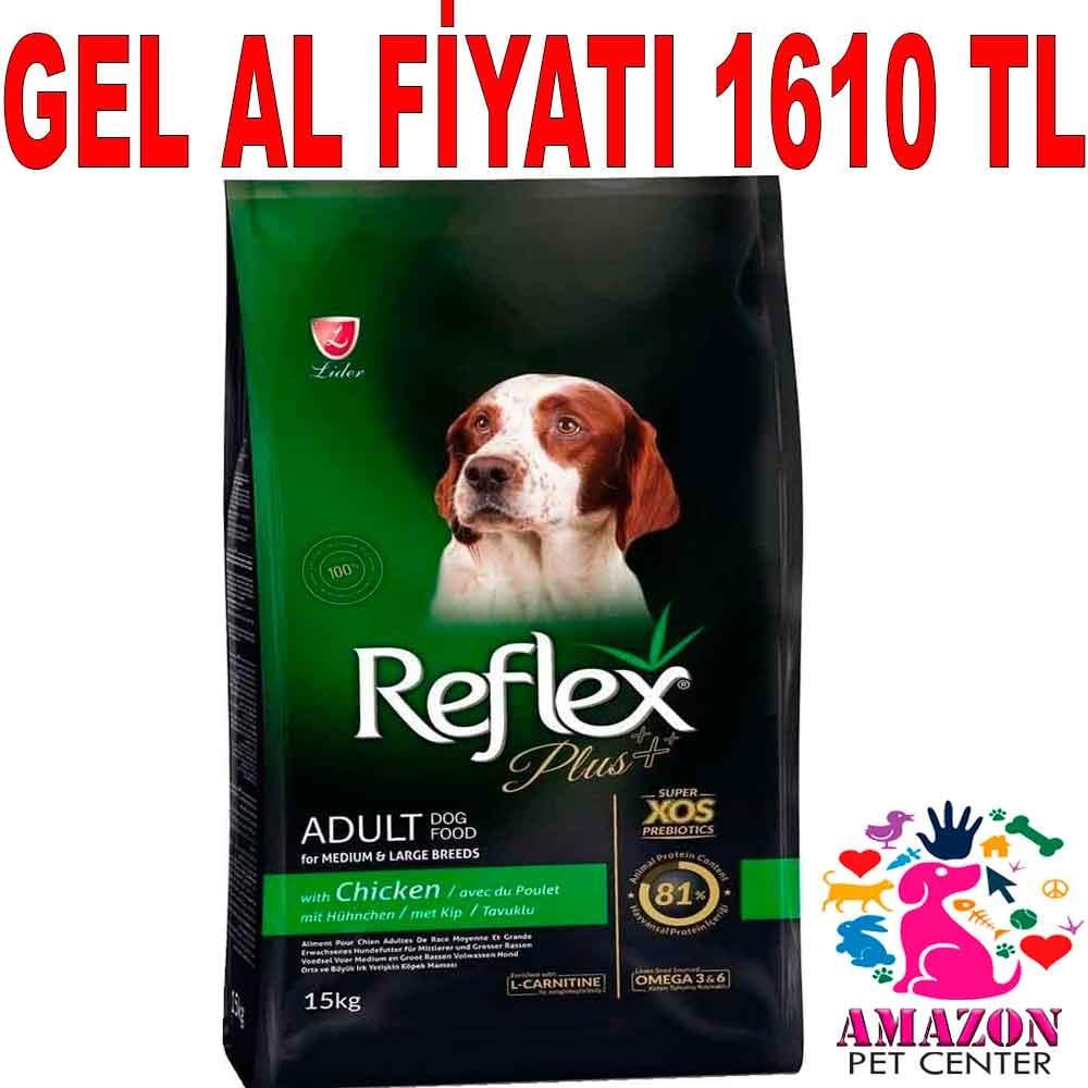 Reflex Plus Orta Büyük Irk Tavuklu Yetişkin Köpek Maması 15 KG 18982008 Amazon Pet Center