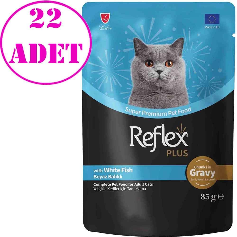 Reflex Plus Sos İçinde Beyaz Balıklı Kedi Konservesi 85gr 22 AD 21224003 Amazon Pet Center