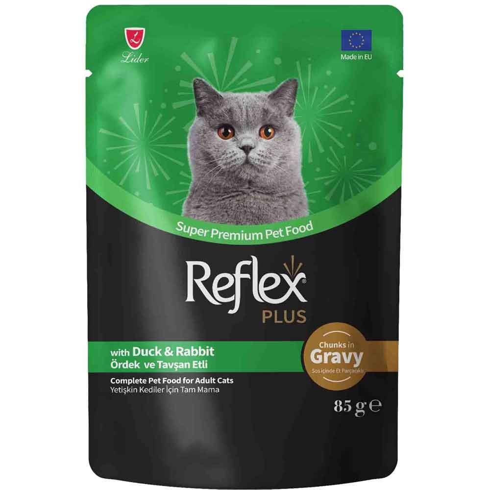 Reflex Plus Sos İçinde Et Parçacıklı Ördekli ve Tavşanlı Kedi Konservesi 85 Gr 8698995034173 Amazon Pet Center