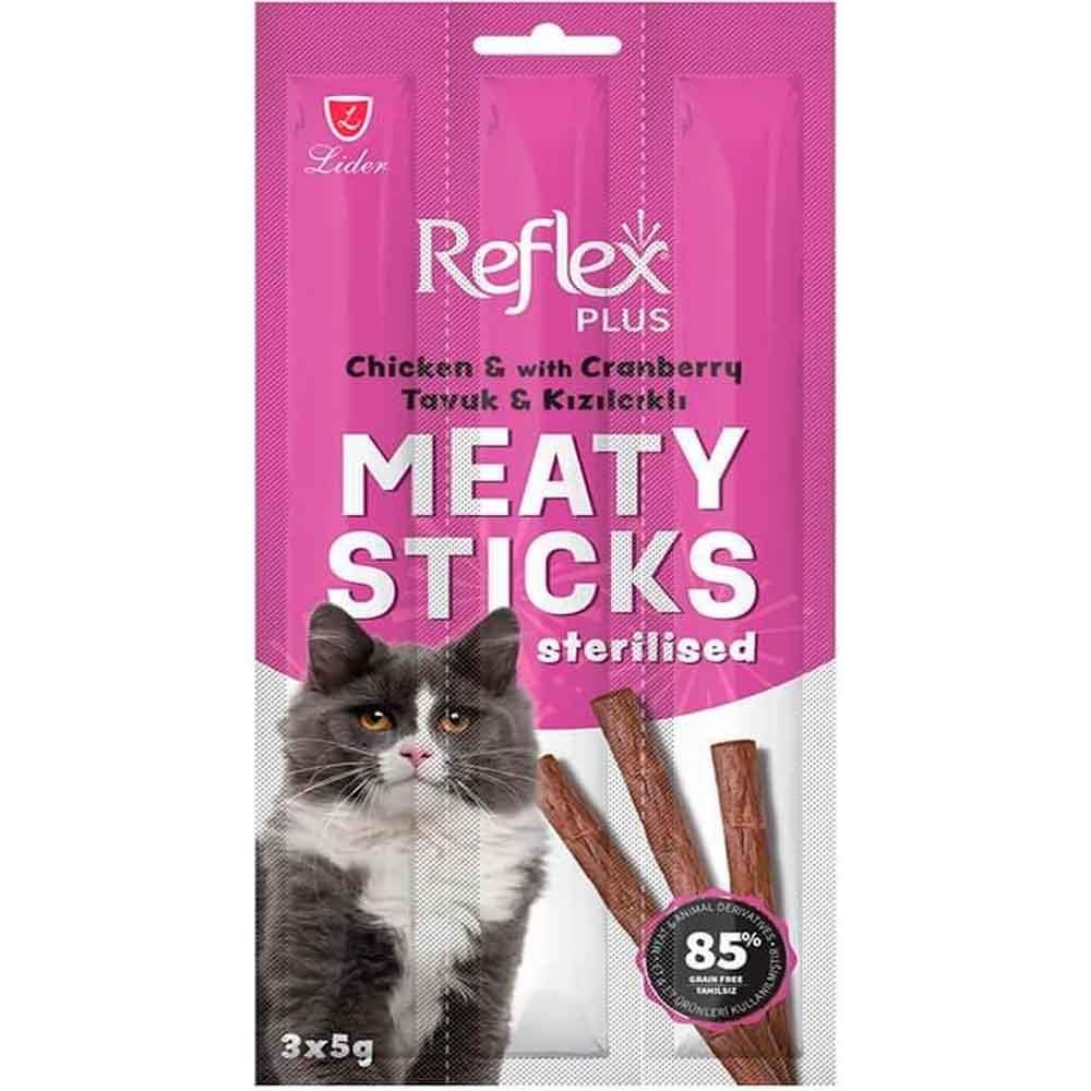 Reflex Plus Tavuklu ve Kızılcıklı Kısırlaştırılmış Kedi Ödül Çubuğu 3*5gr 8698995033862 Amazon Pet Center
