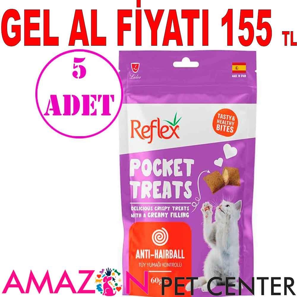 Reflex Pocket Treats Kedi Ödül Maması Anti-Hairball Tüy Yumağı Kontrolü 60 Gr 5 AD 21503009 Amazon Pet Center