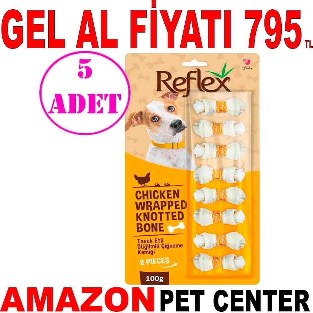 Reflex Tavuklu Düğümlü Köpek Çiğneme Kemiği 8'li 100 Gr 5 AD 19158006 Amazon Pet Center