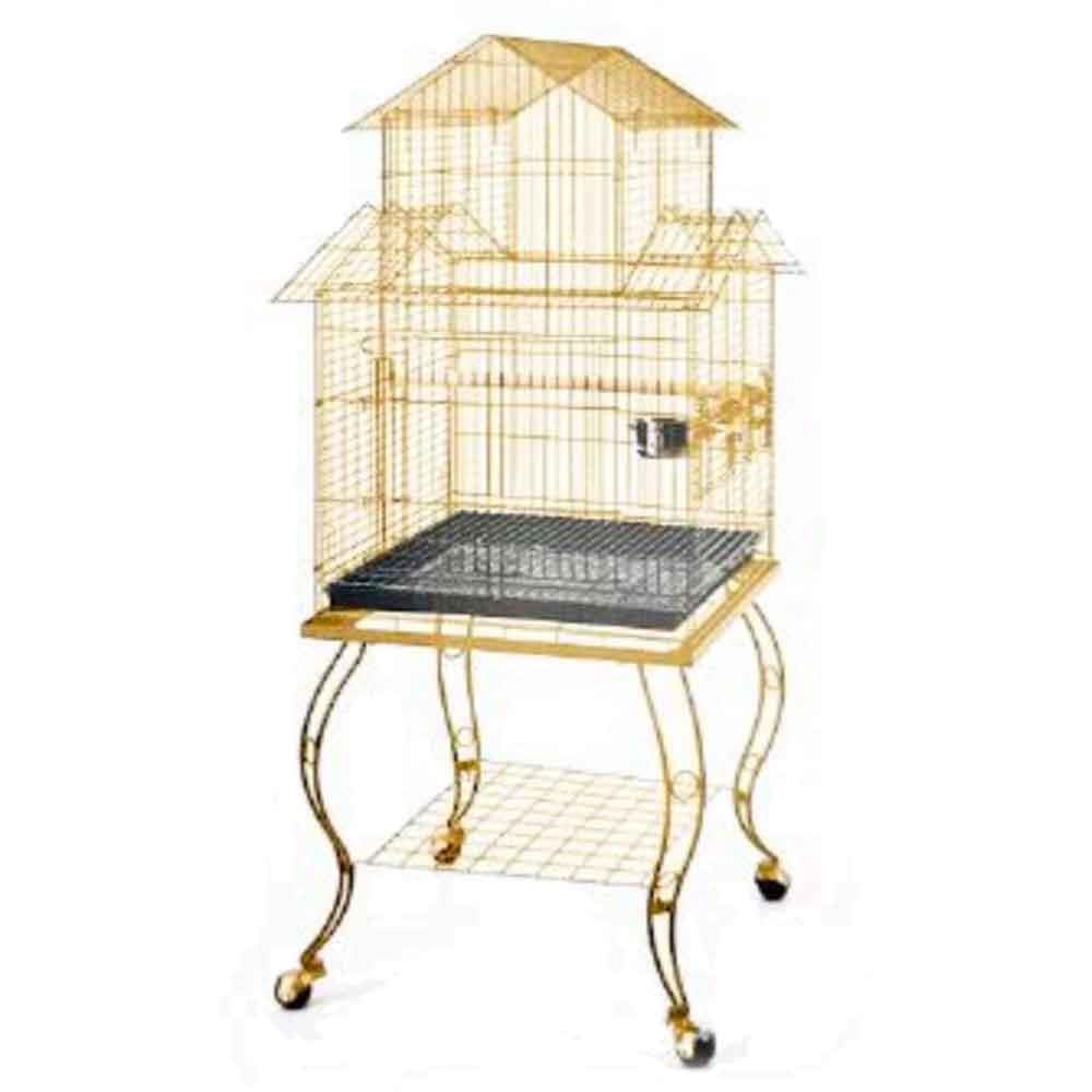 Sehpalı Papağan Kafesi Gold (51 x 51 x 139) Çin Çatılı 21981005 Amazon Pet Center