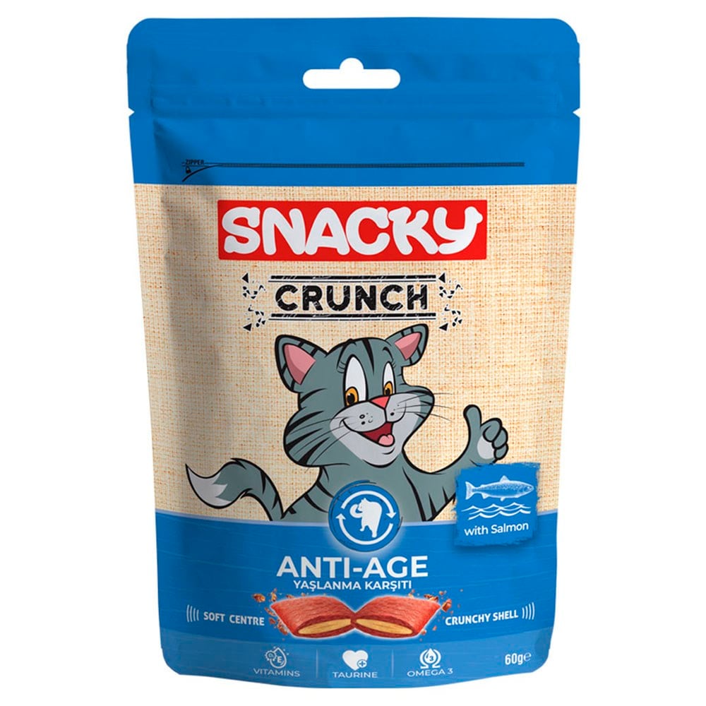 Snacky Crunchy Somonlu Kedi Ödülü Anti-Age 60 gr 8682631202286 Amazon Pet Center