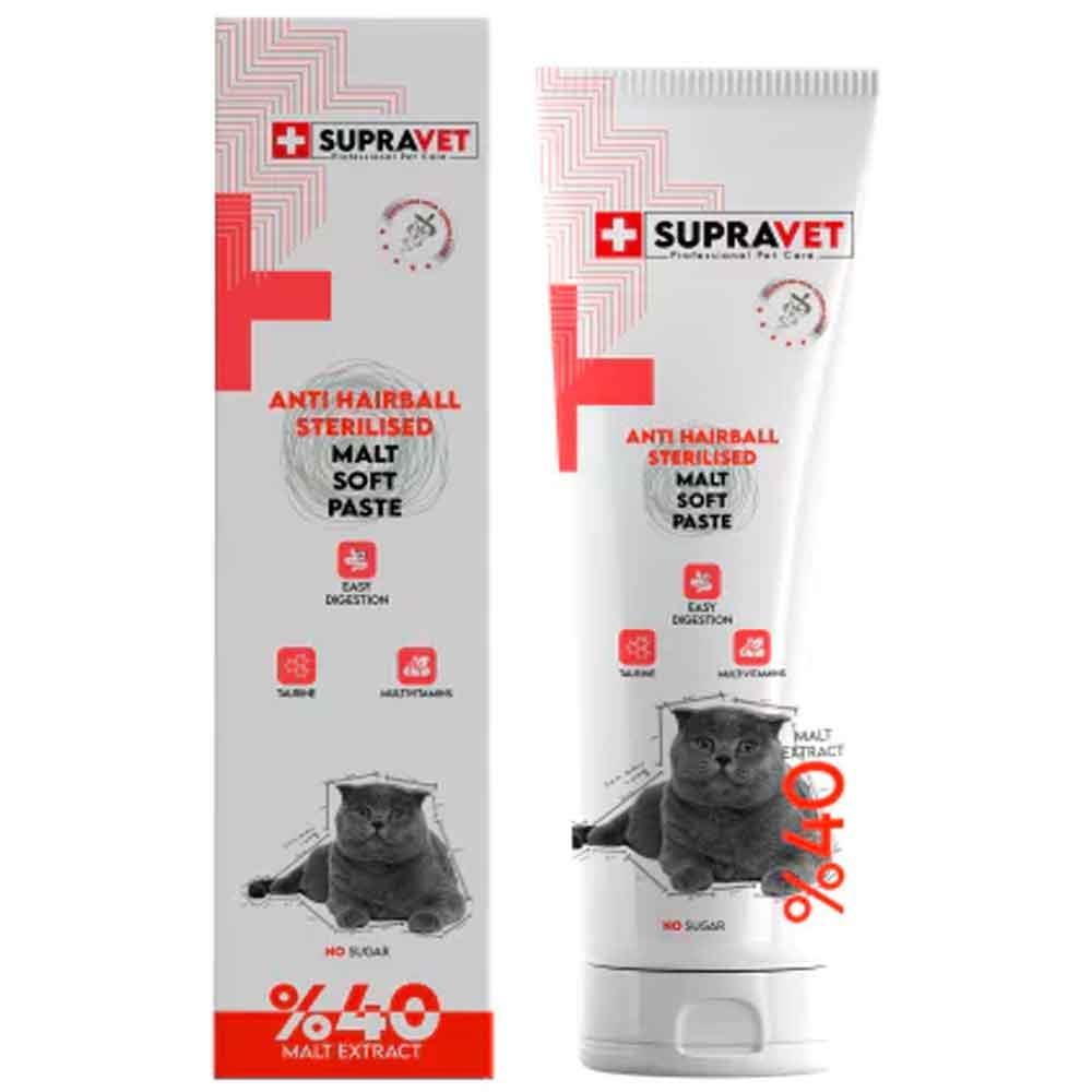 Supravet Kısırlaştırılmış Kediler İçin Multivitaminli Anti Hairball Malt Kedi Macunu 100 gr 8680589181257 Amazon Pet Center