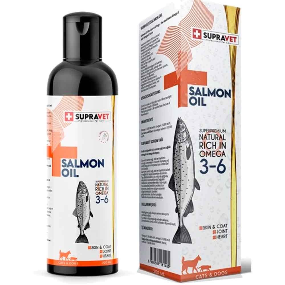 Supravet Salmon Oil Kedi ve Köpek İçin Doğal Norveç Somon Yağı 200 ML 8680589181400 Amazon Pet Center
