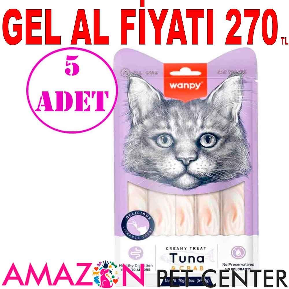 Wanpy Kedi Ödülü Ton Balıklı ve Yengeçli 5 x 14 Gr 5 AD 21935008 Amazon Pet Center