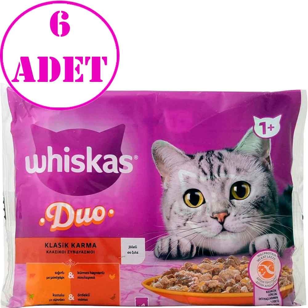 Whiskas Duo Klasik Karma Lezzetler Kedi Yaş Maması 4'lü 6 AD 20718008 Amazon Pet Center