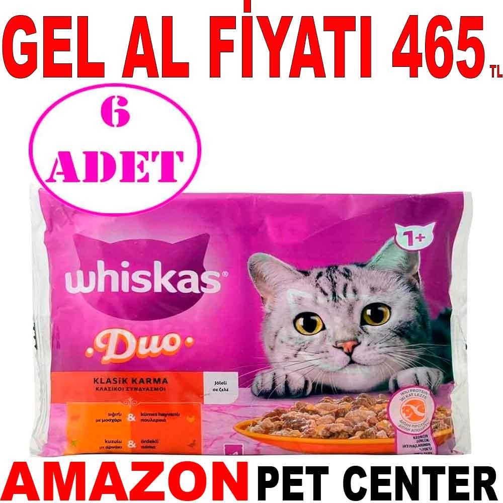 Whiskas Duo Klasik Karma Lezzetler Kedi Yaş Maması 4'lü 6 AD 20719005 Amazon Pet Center
