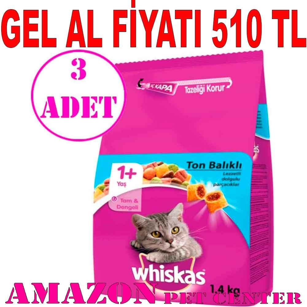 Whiskas Kuru Kedi Maması Ton Balıklı Ve Sebzeli 1,4 kg 3 AD 18747003 Amazon Pet Center
