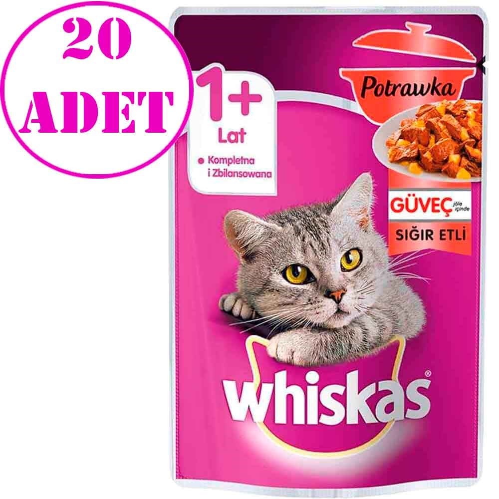 Whiskas Pouch Güveç Sığır Etli Kedi Konservesi 85 gr 20 AD 32121575 whiskas Yetişkin Kedi Konserve Mamaları Amazon Pet Center