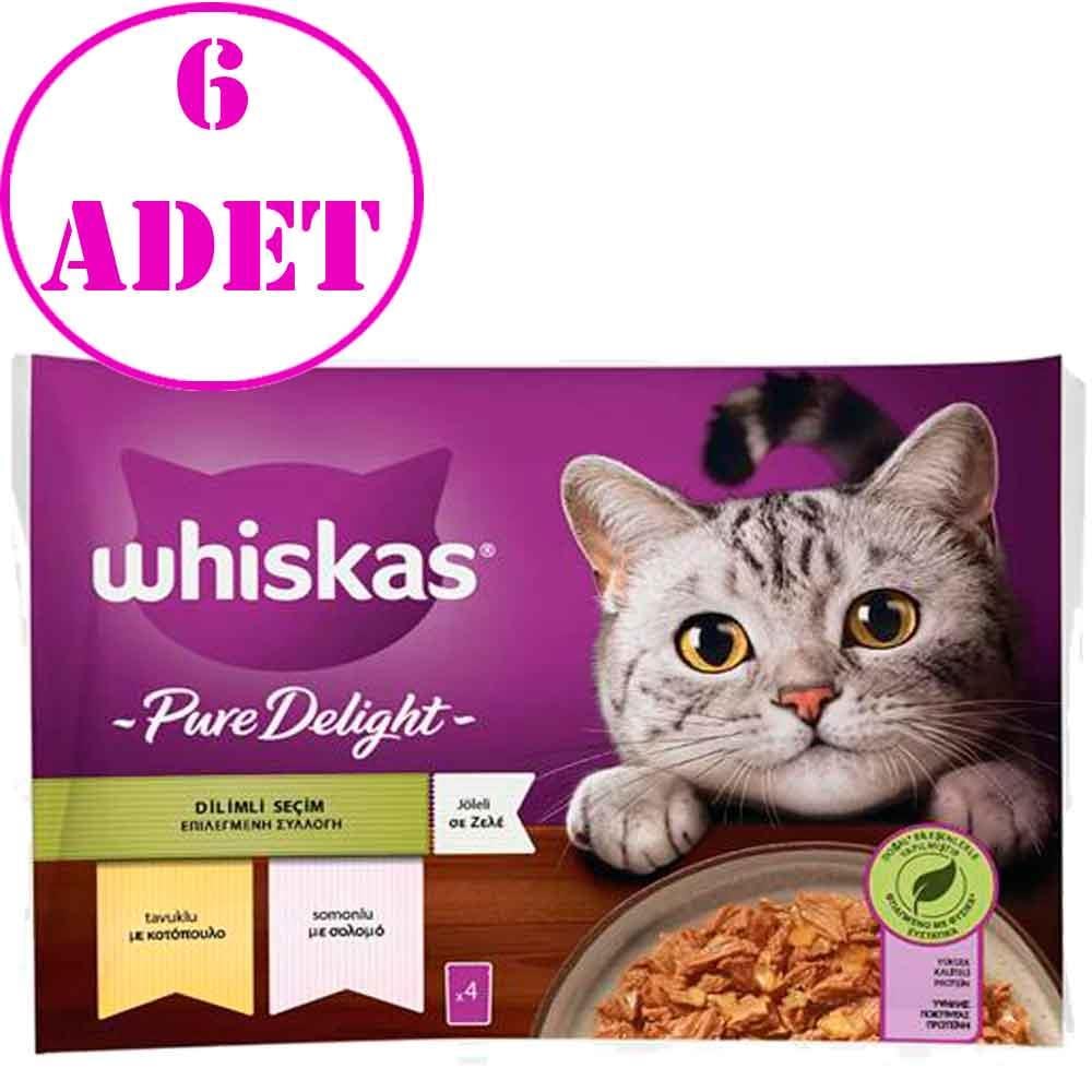Whiskas Pouch Pure Delight Jöle İçinde Tavuklu ve Somonlu Yetişkin Kedi Konservesi 85gr (4'lü) 6 AD 19538006 Amazon Pet Center