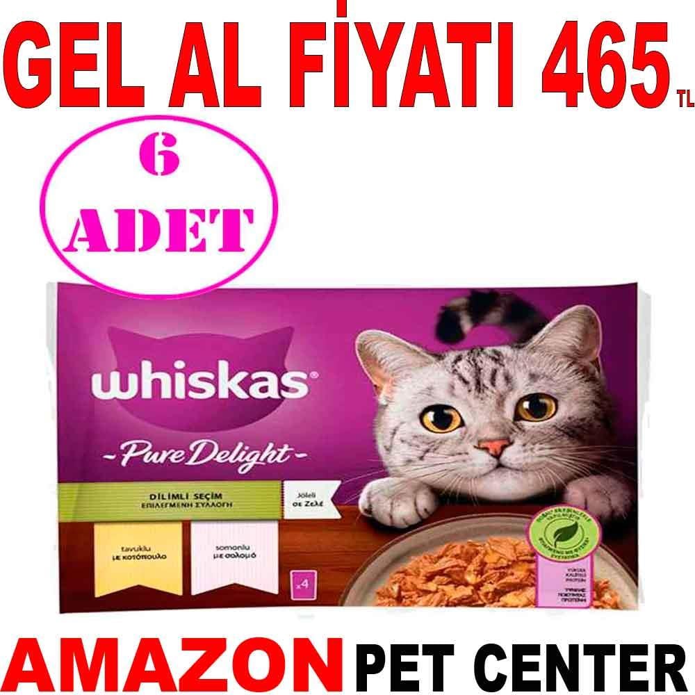 Whiskas Pouch Pure Delight Jöle İçinde Tavuklu ve Somonlu Yetişkin Kedi Konservesi 85gr (4'lü) 6 AD 19539003 Amazon Pet Center
