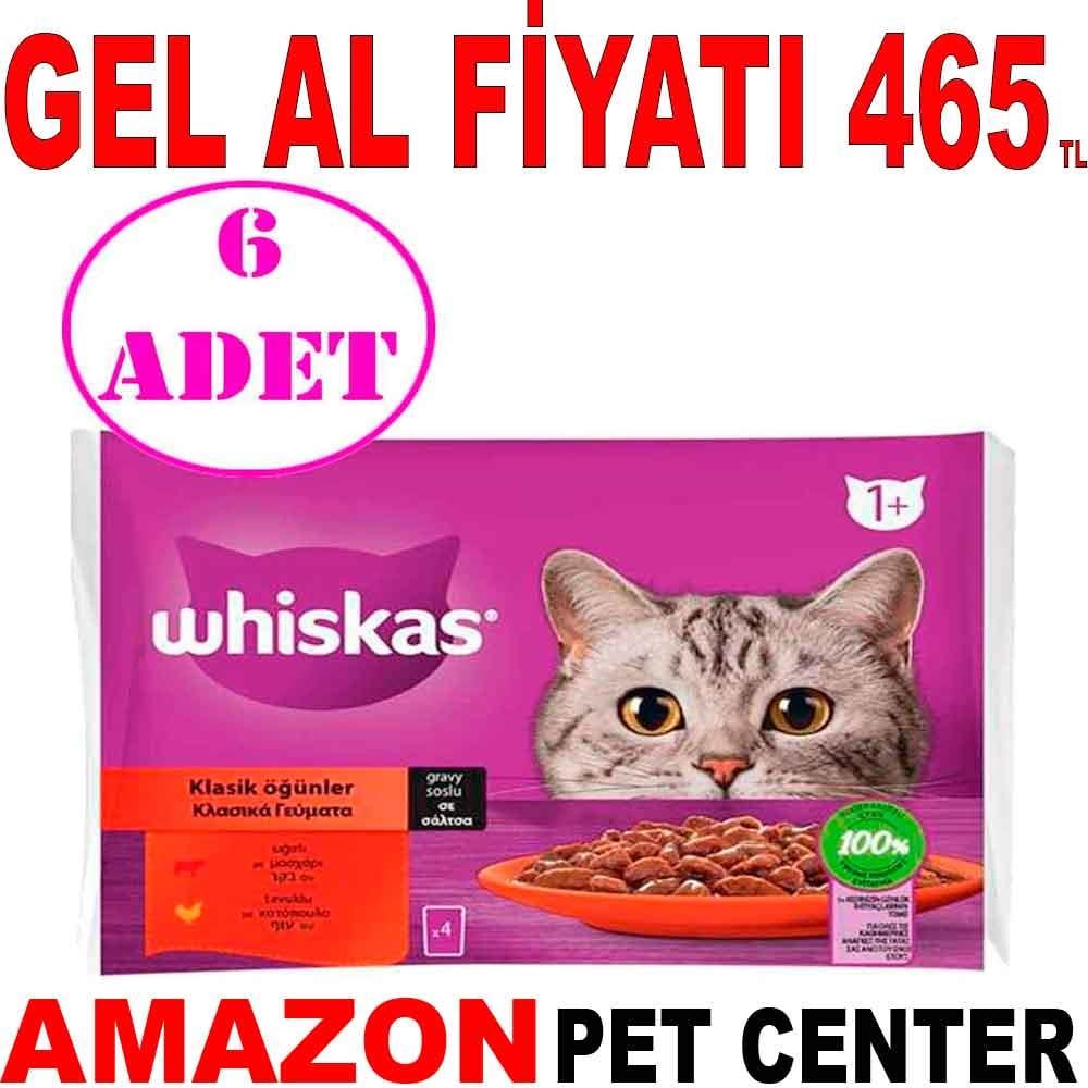 Whiskas Pouch Sos İçinde Sığırlı ve Tavuklu Yetişkin Kedi Konservesi 85gr (4'lü)6 AD 19533001 Amazon Pet Center