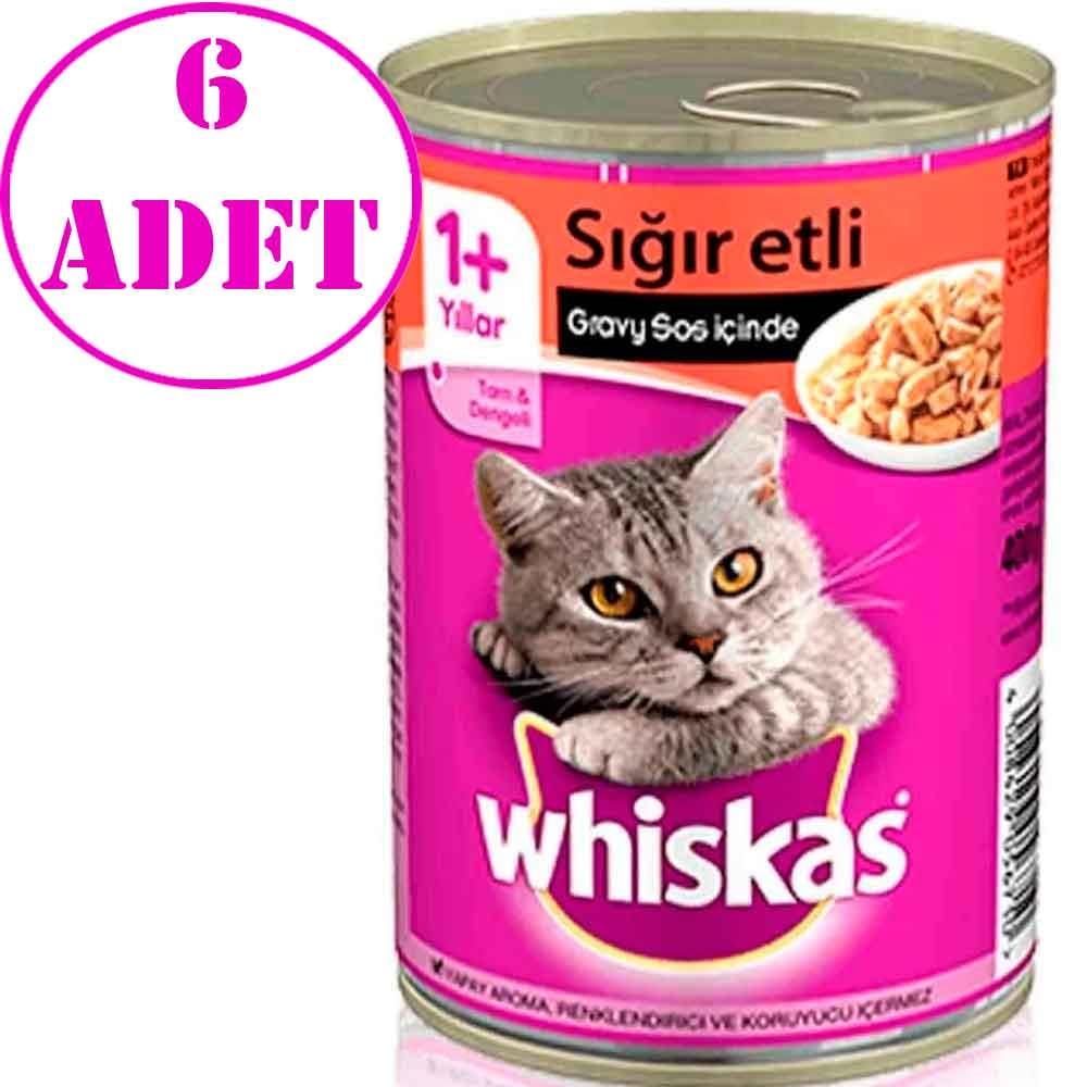 Whiskas Sığır Etli Konserve Kedi Maması 400 gr 6 AD 32121513 Amazon Pet Center