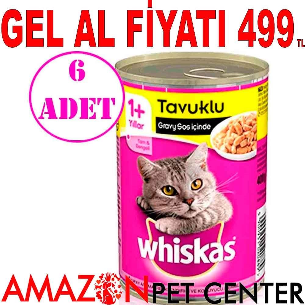 Whiskas Tavuklu Konserve Kedi Maması 400 gr 6 AD 18738001 Amazon Pet Center