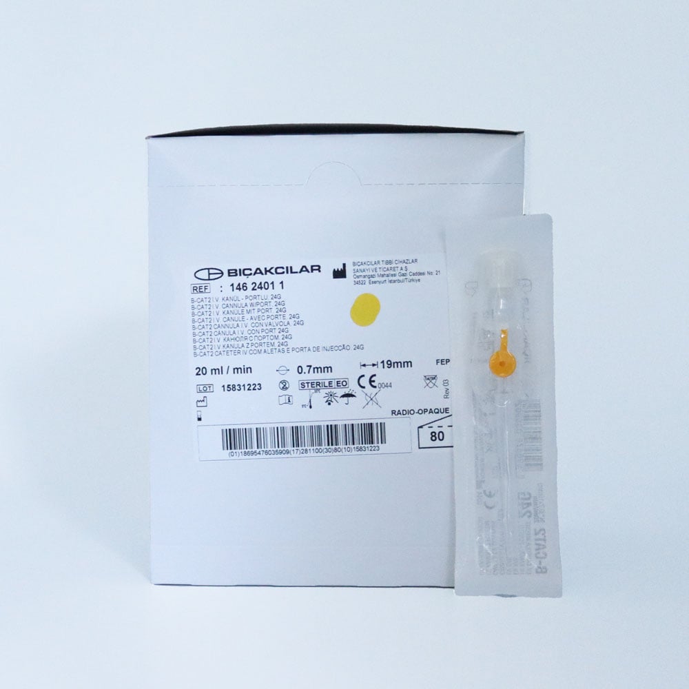 Bıçakcılar Branül (intraket) Sarı (24G) 80'li Paket