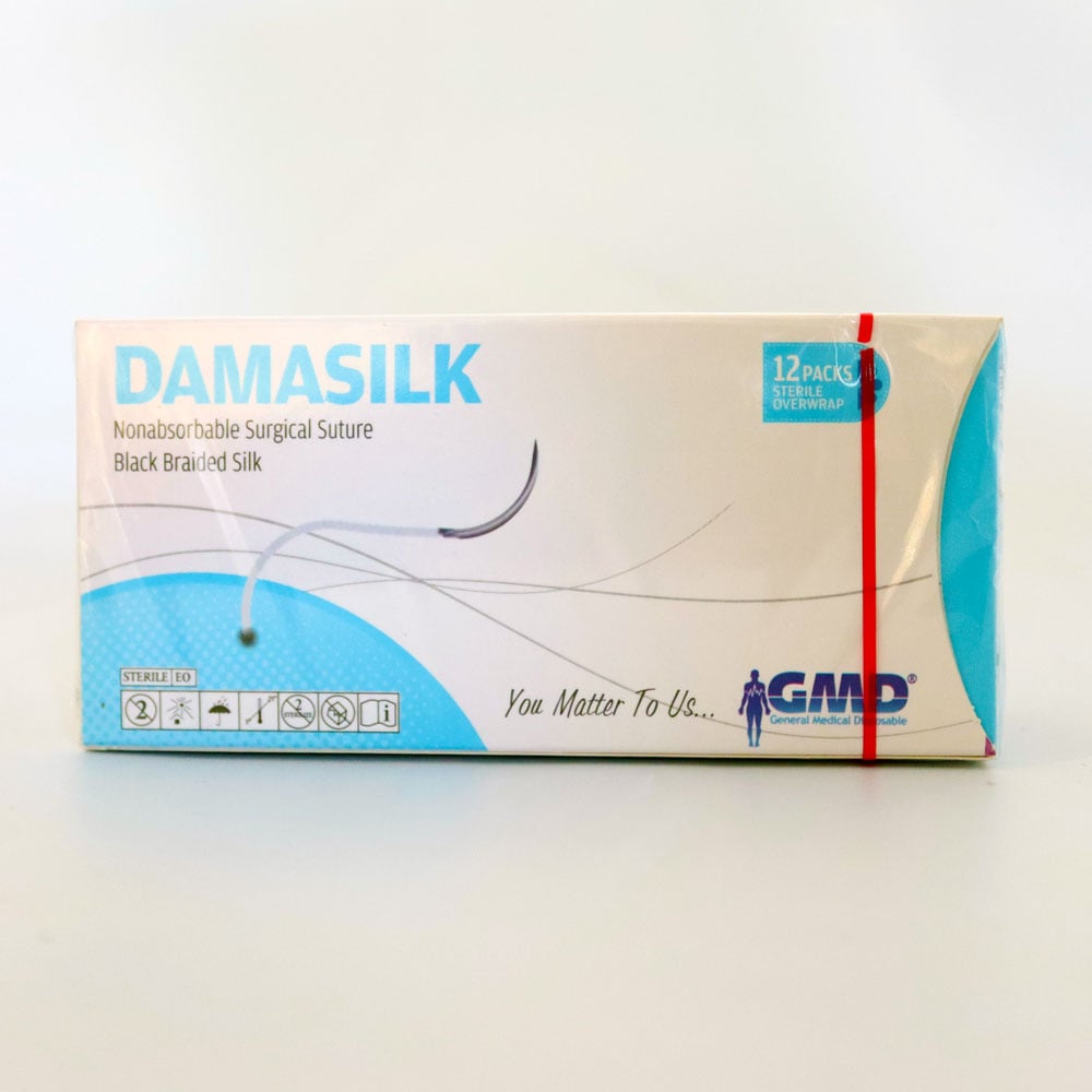 Damasilk-Vet Cerrahi İpek (Emilemeyen) 75 CM İplik İğneli 12'li Paket