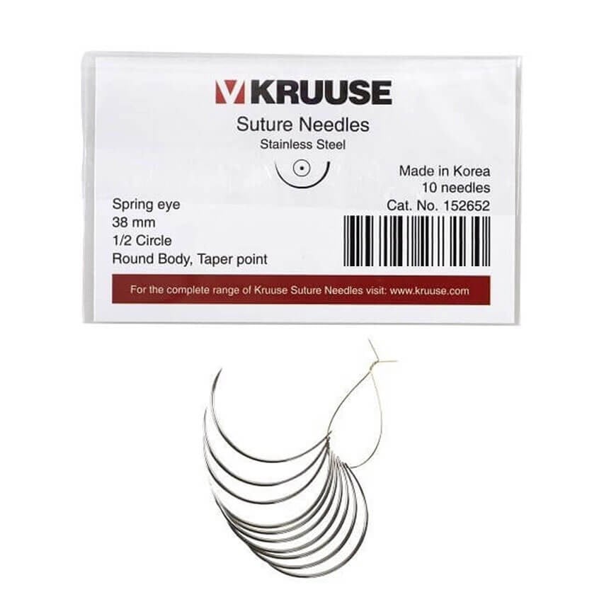 Kruuse Sütür İğnesi Spring 1/2 Yuvarlak 38 MM 10'lu Paket