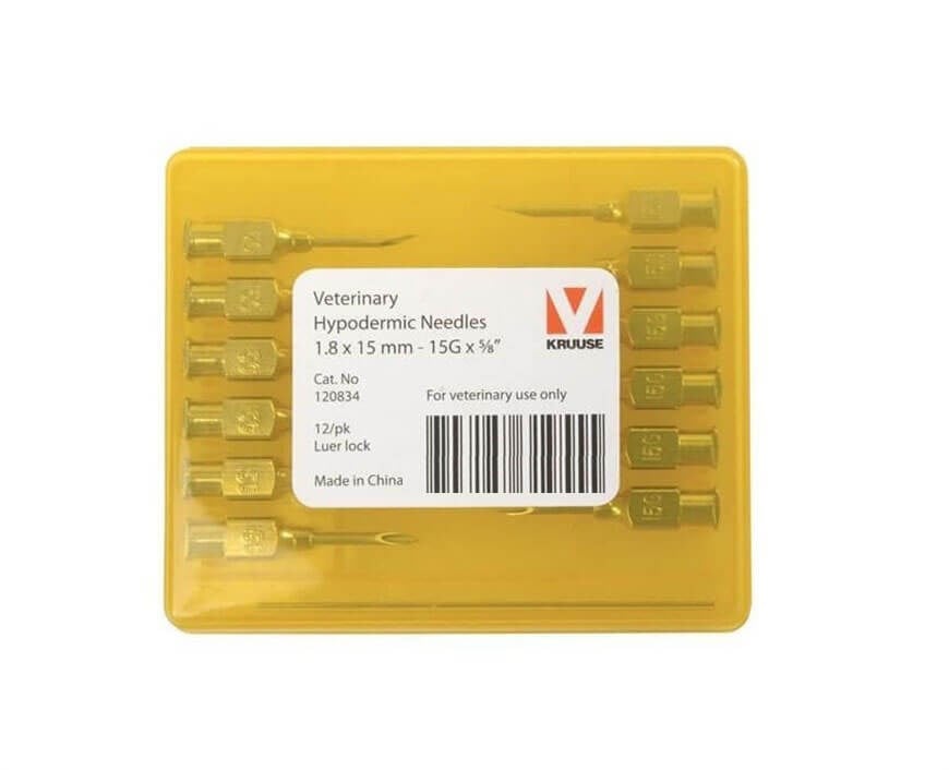 Kruuse-Vet Çelik Enjektör İğnesi 1,8*15 MM 12'li Paket