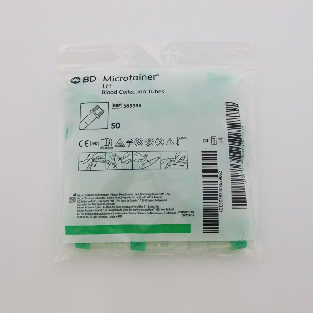Lityum Heparinli Tüp 0,5 ML (Pediatrik) (Yeşil Kapak) 50'li Paket
