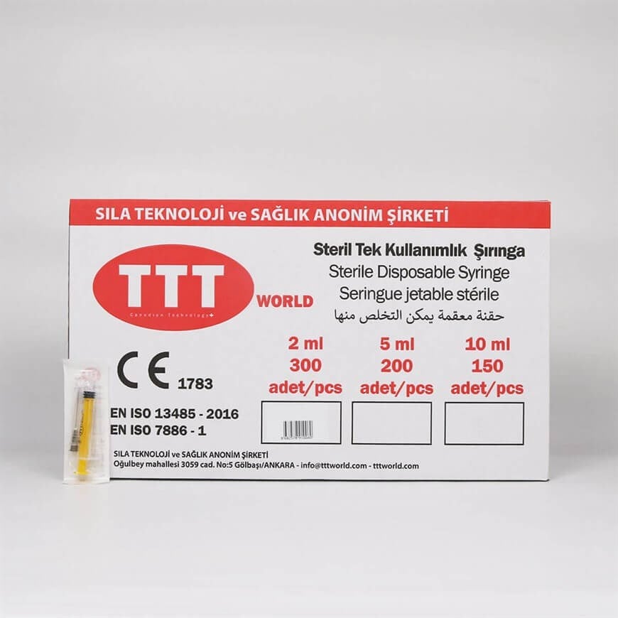 TTT 2 CC 3 Parça (CONTALI) Uzun ve Siyah Uçlu Enjektör 300'lü Paket