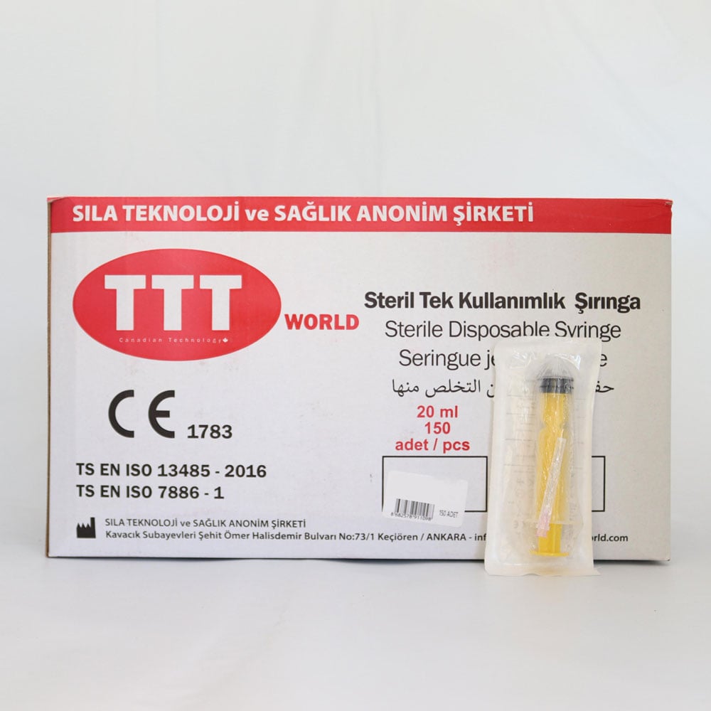 TTT 20 CC 3 Parça (Contalı) Pembe Uçlu Enjektör 150'li Paket
