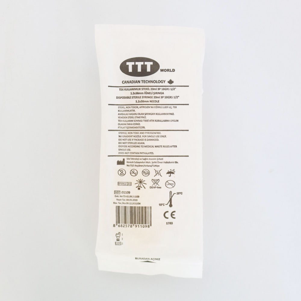 TTT 20 CC 3 Parça (Contalı) Pembe Uçlu Enjektör 150'li Paket