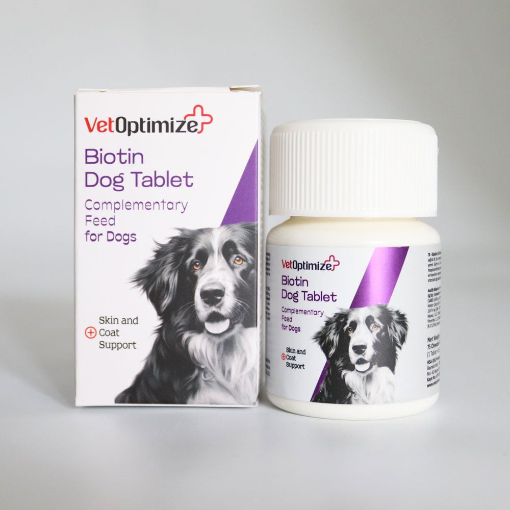 VetOptimize Biotin Dog (Yavru ve Yetişkin Köpekler İçin Deri ve Tüy Desteği) 75 Tablet